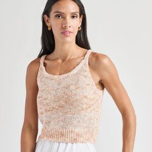 NWT SPLENDID Knit Penny Sweater Crop Tank Top Orange Preppy 90s Festival Beach L